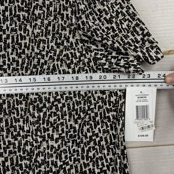 Alex Evenings Womens Top 1X Full Zip Black Cream Studded Short Sleeve Party NWT - Picture 4 of 8